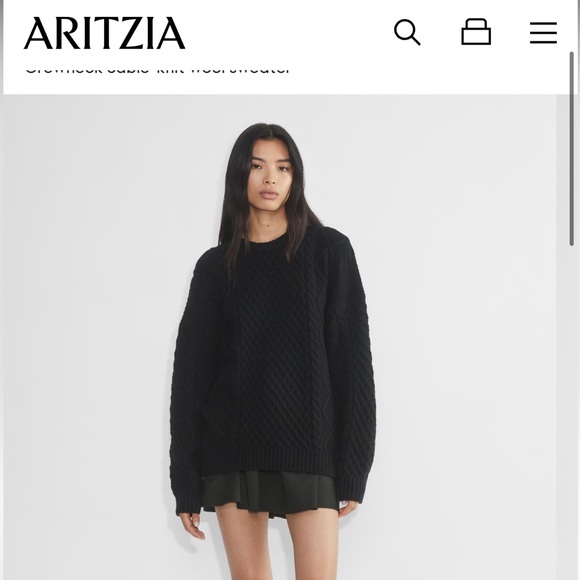 Aritzia Sweaters - Aritzia Sunday Best Black Peggy Cable knit Sweater sz XL